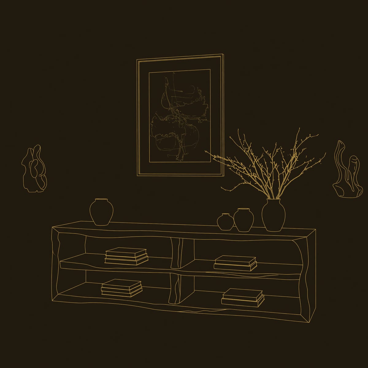 Live Edge Grain TV Cabinet for a Media Room dimension diagram