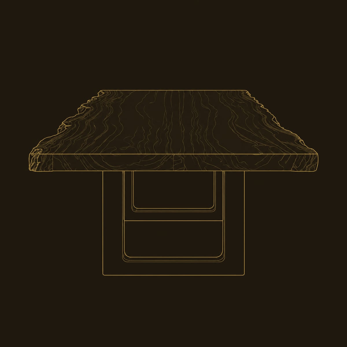 Live Edge Slab Dining Table With Dark U Shaped Legs dimension diagram