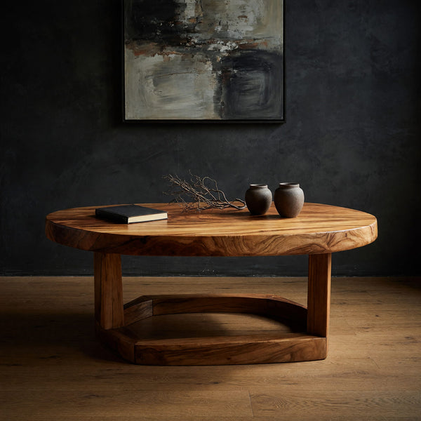 Loop Frame Oval Coffee Table Carved in Solid Wood