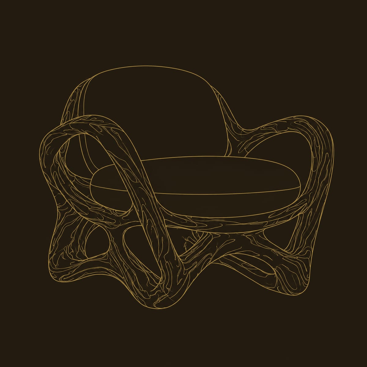 Looped Ribbon Frame Chair With Interlaced Root Base dimension diagram