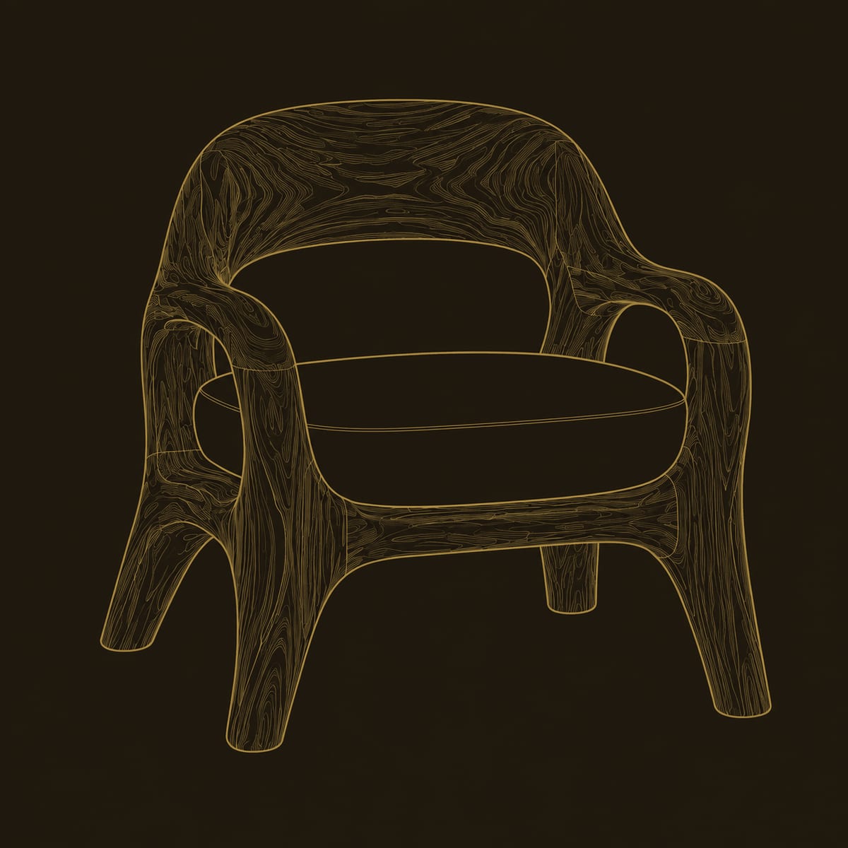 Looping Arm Accent Chair with Open Scooped Back dimension diagram