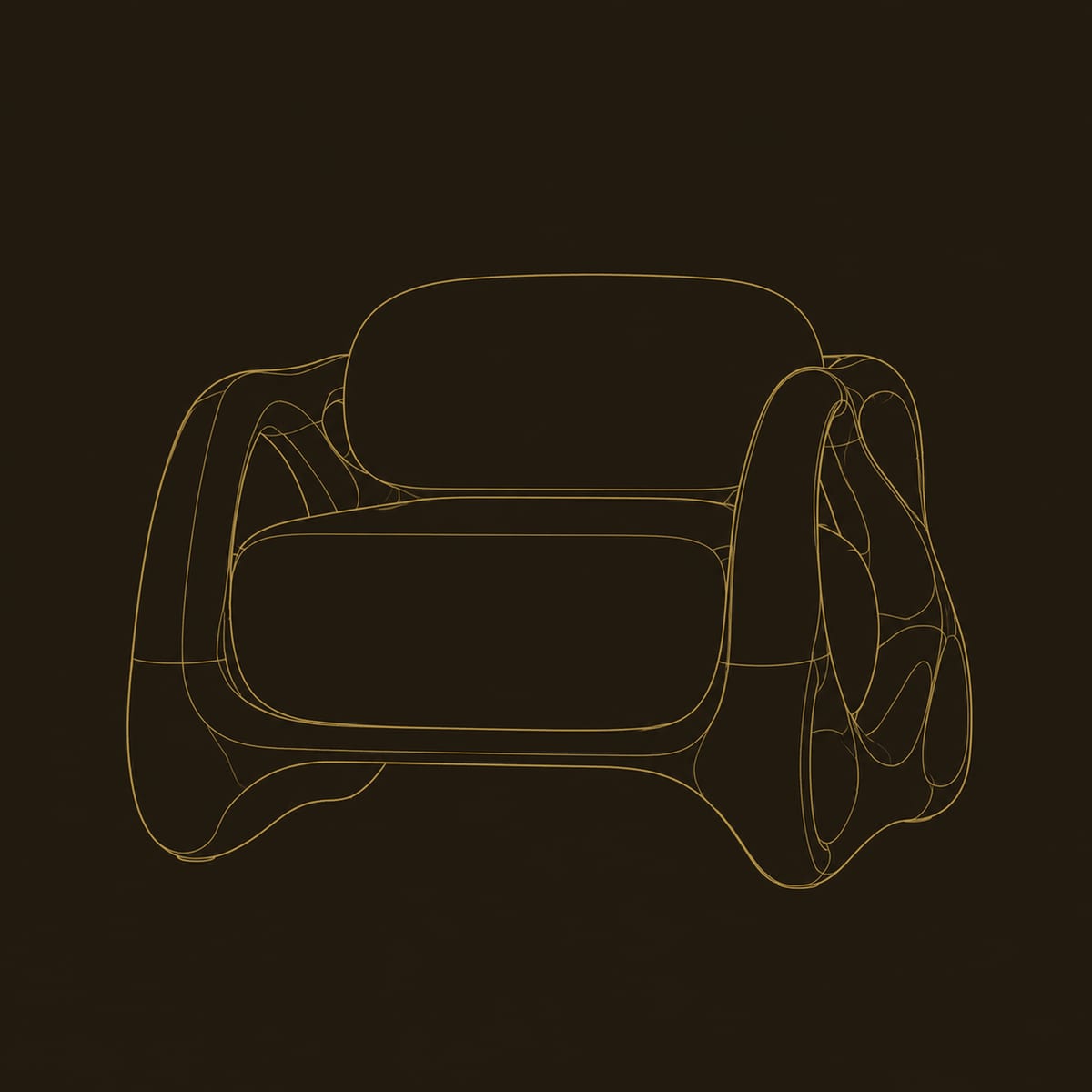 Looping Frame Arm Chair With Plush Seat And Back Cushions dimension diagram