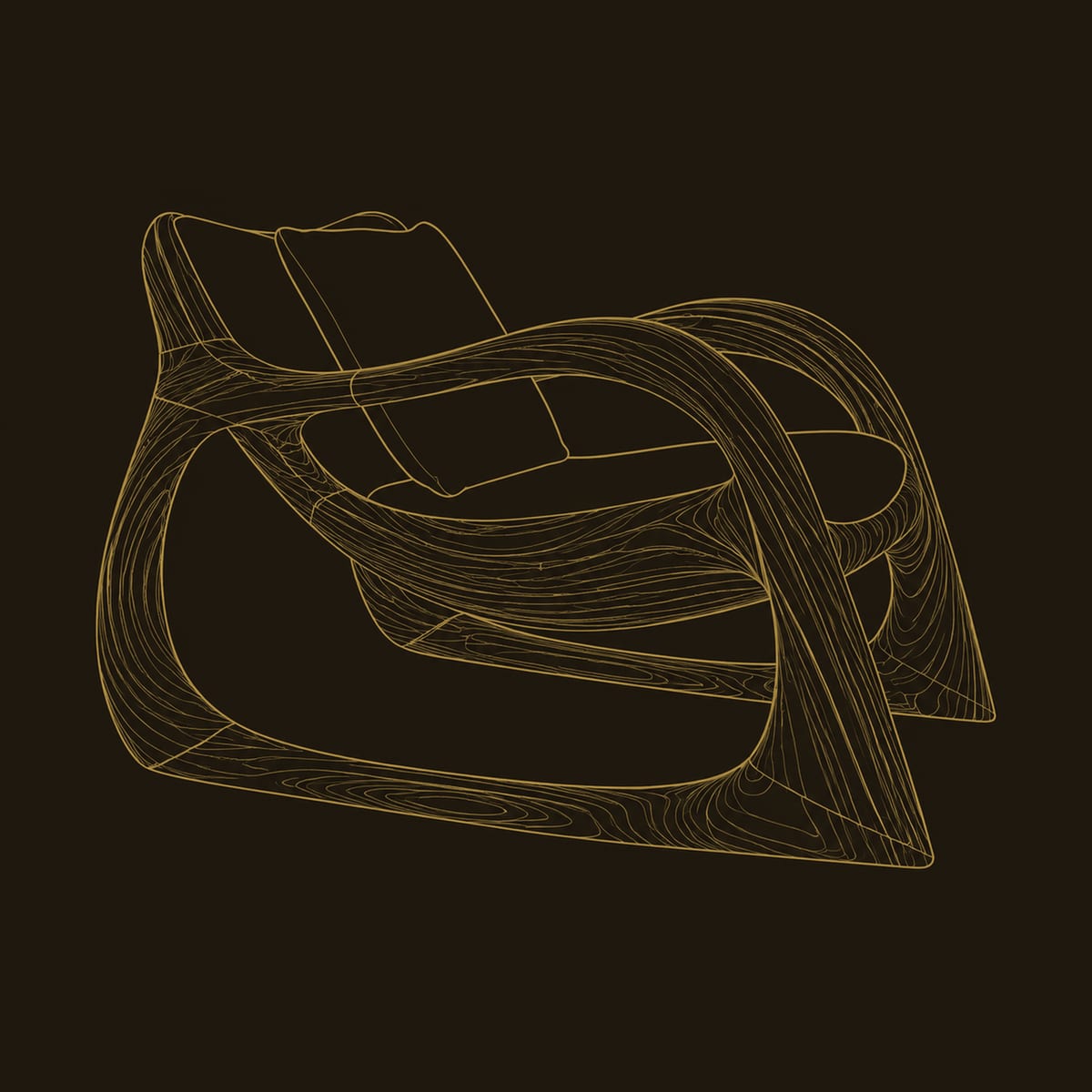 Looping Lounge Chair With Sculpted Arms And Open Oval Base dimension diagram