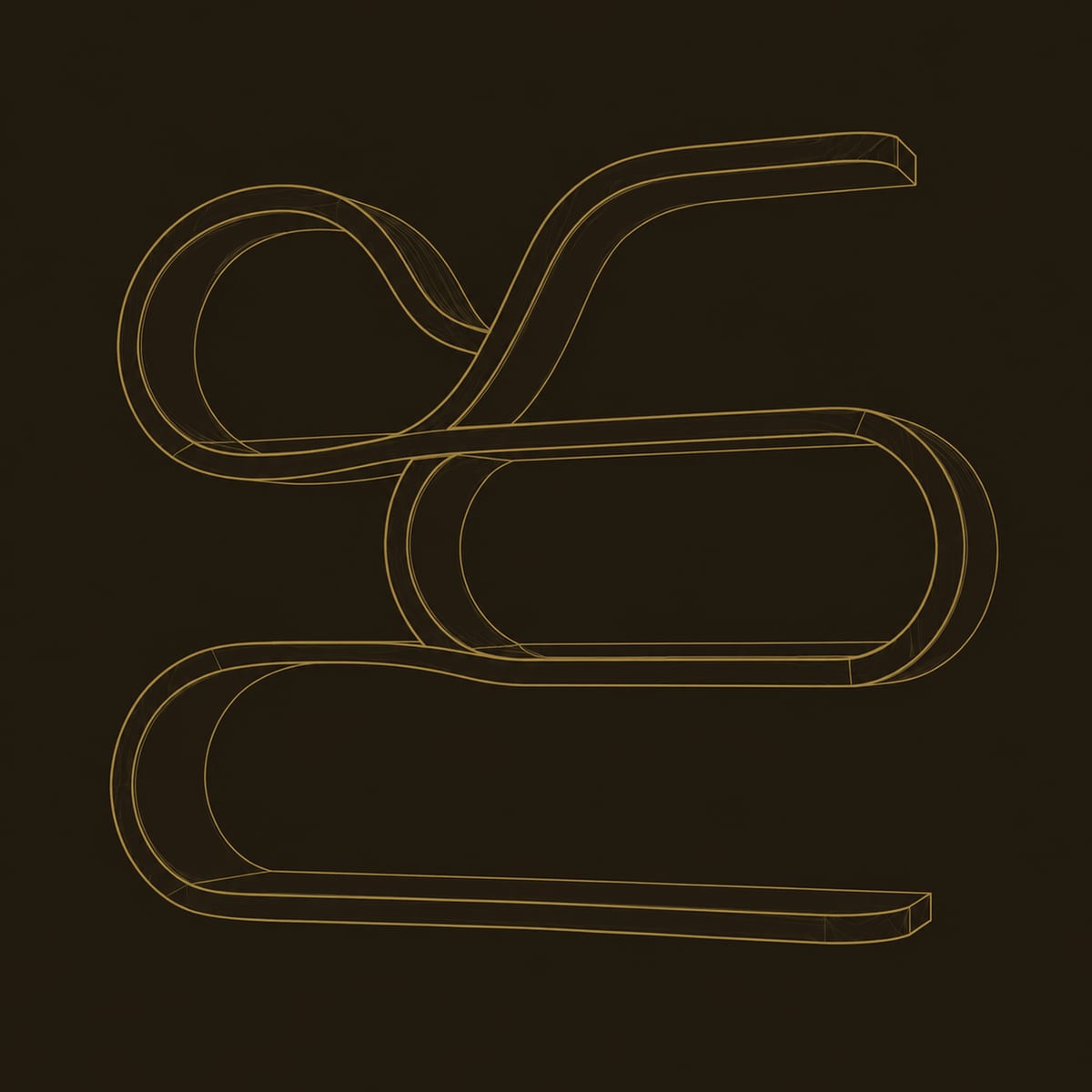 Looping Ribbon Wall Shelf With Three Flowing Levels dimension diagram