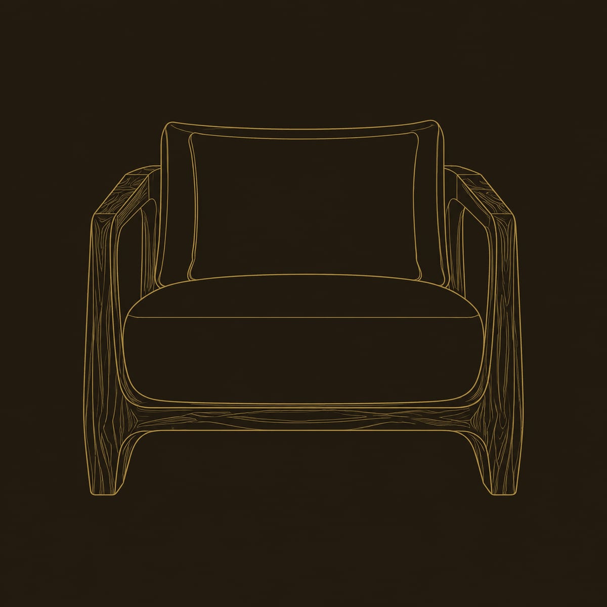 Low Open Arm Chair With Oval Cutout Side Panels dimension diagram