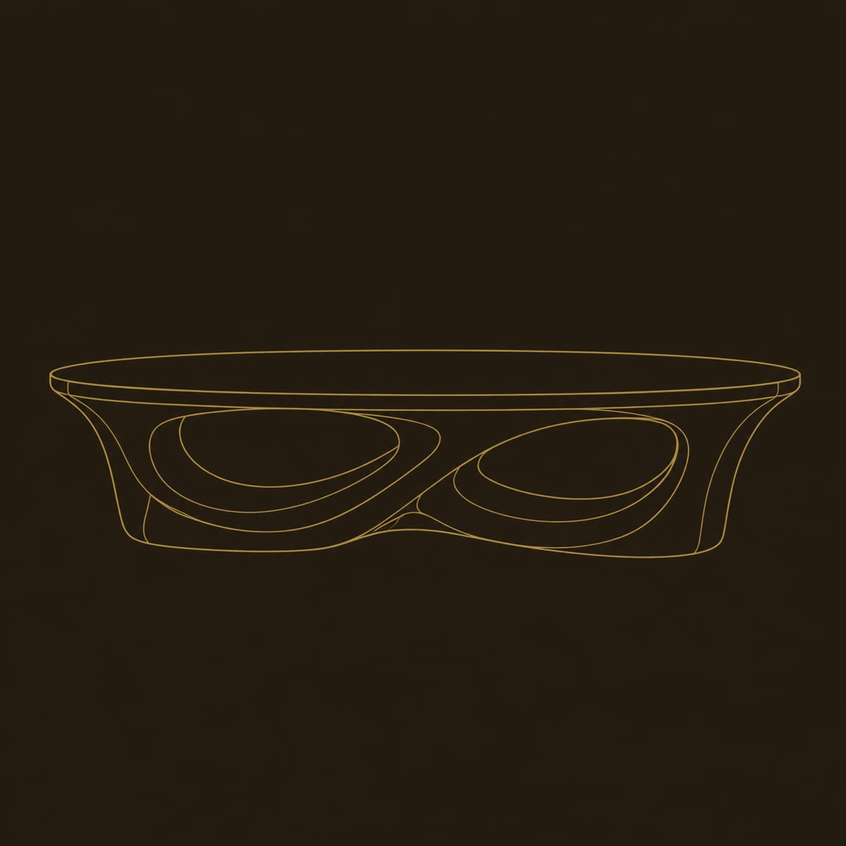 Low Slung Coffee Table With Twin Open Loop Base dimension diagram