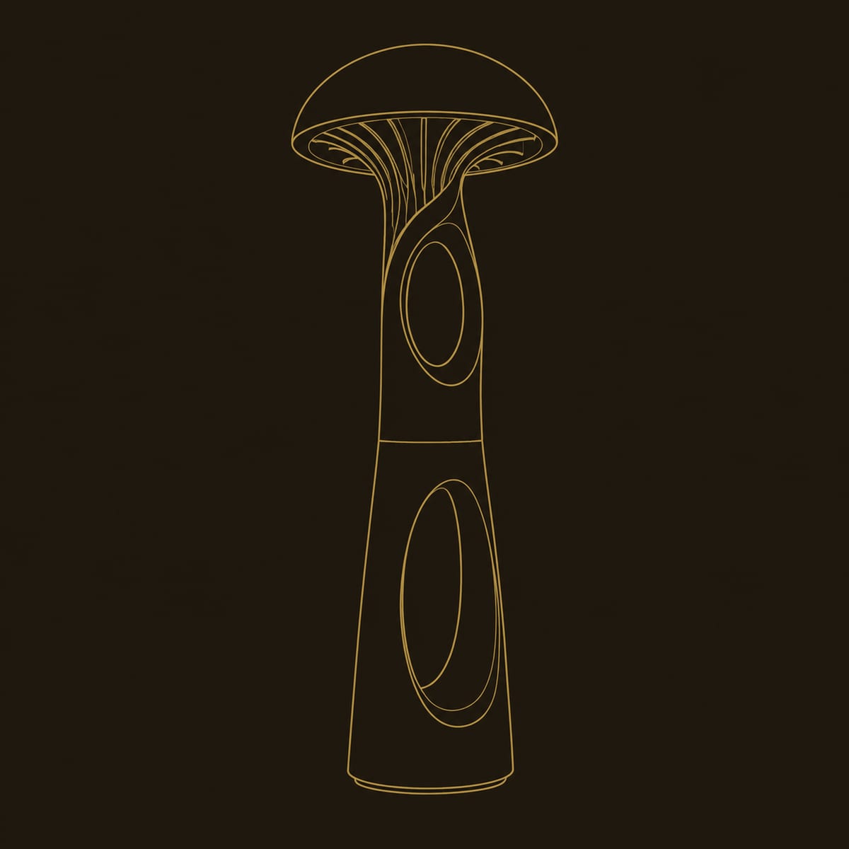 Mushroom Floor Lamp With Domed Cap And Carved Oval Openings dimension diagram