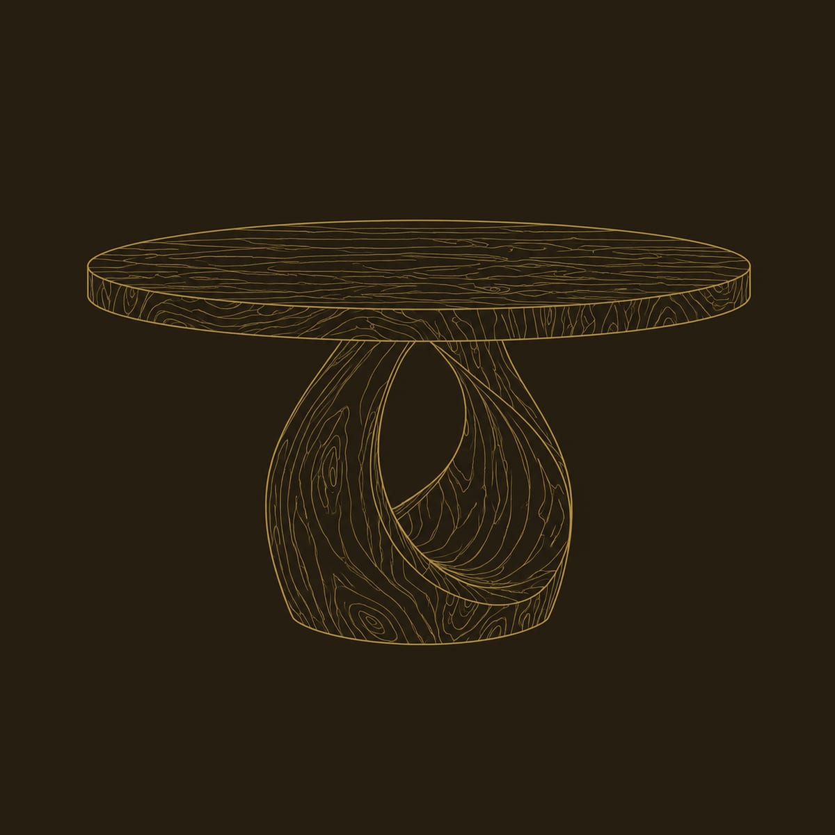 Open Teardrop Pedestal Round Dining Table dimension diagram
