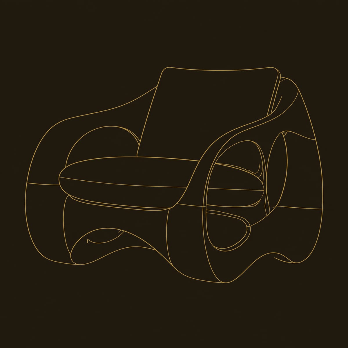 Organic Wraparound Lounge Chair with Open Loop Sides dimension diagram