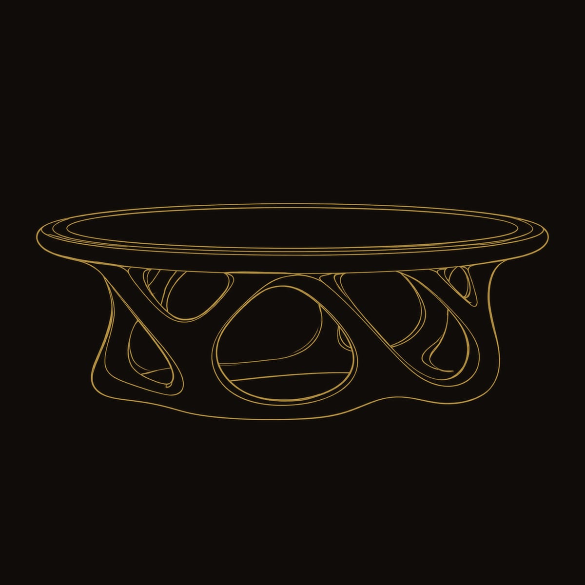 Oval Coffee Table With Interlocking Arch Base dimension diagram