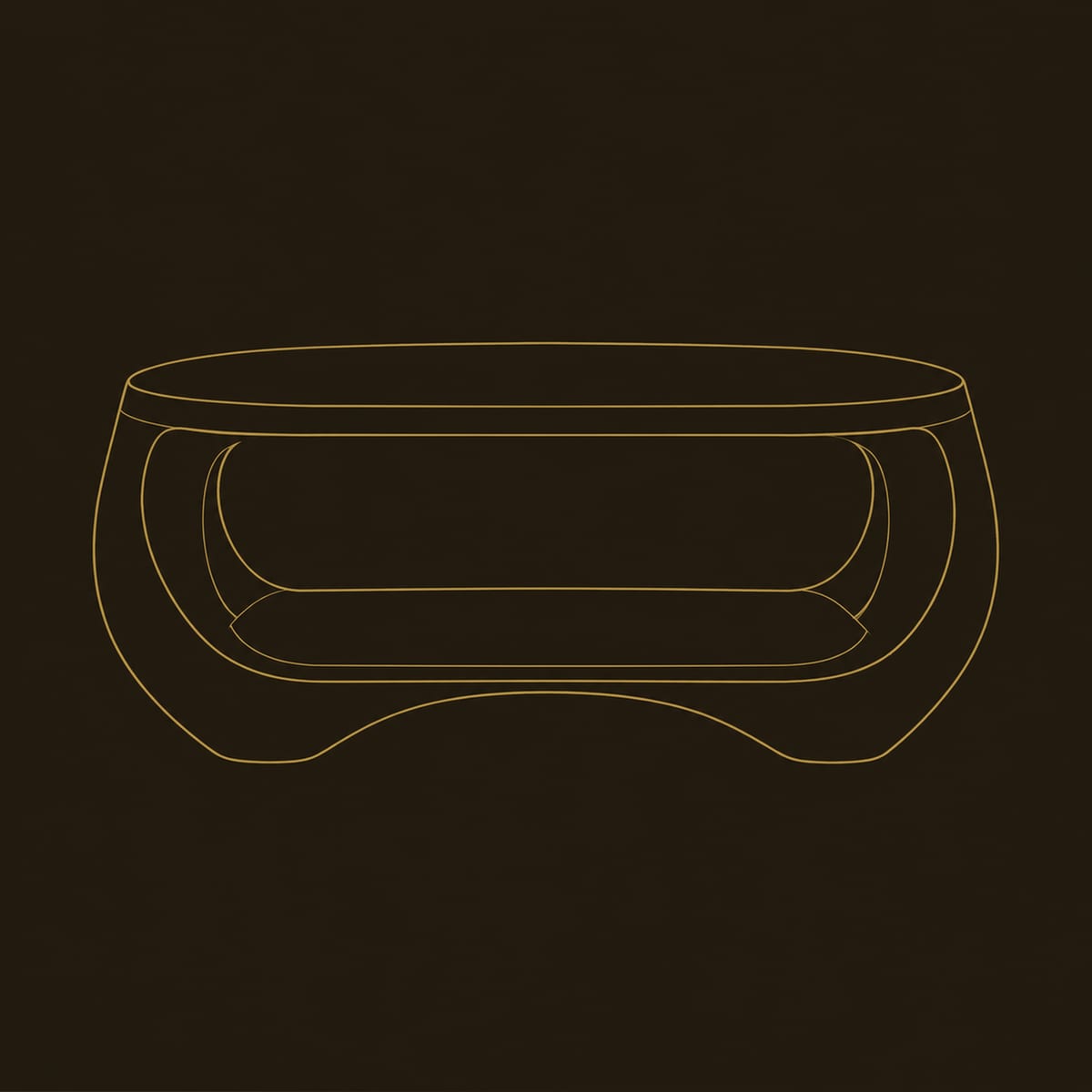 Oval Coffee Table With Sculpted Body And Open Lower Shelf dimension diagram