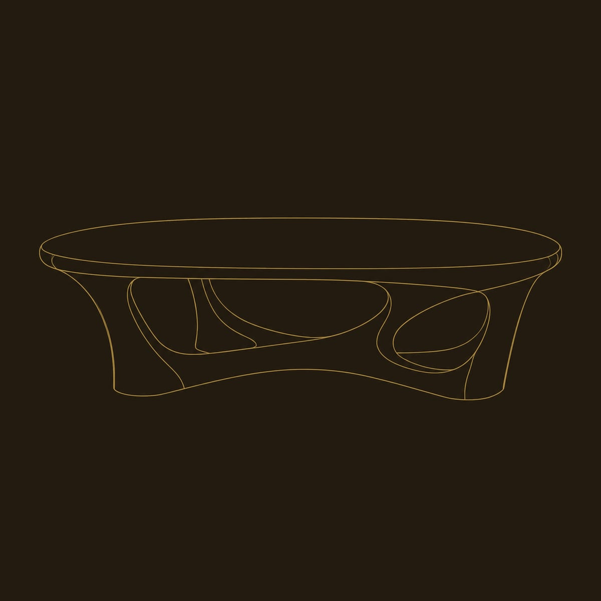 Pebble Top Coffee Table With Branching Arch Legs dimension diagram