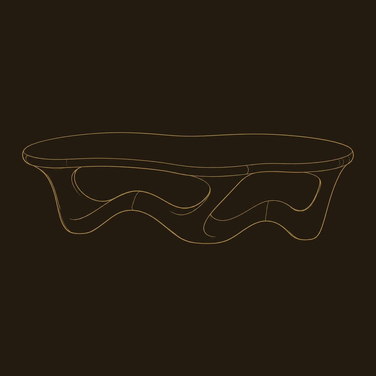 Pebble Top Coffee Table With Rippling Open Ribbon Base dimension diagram