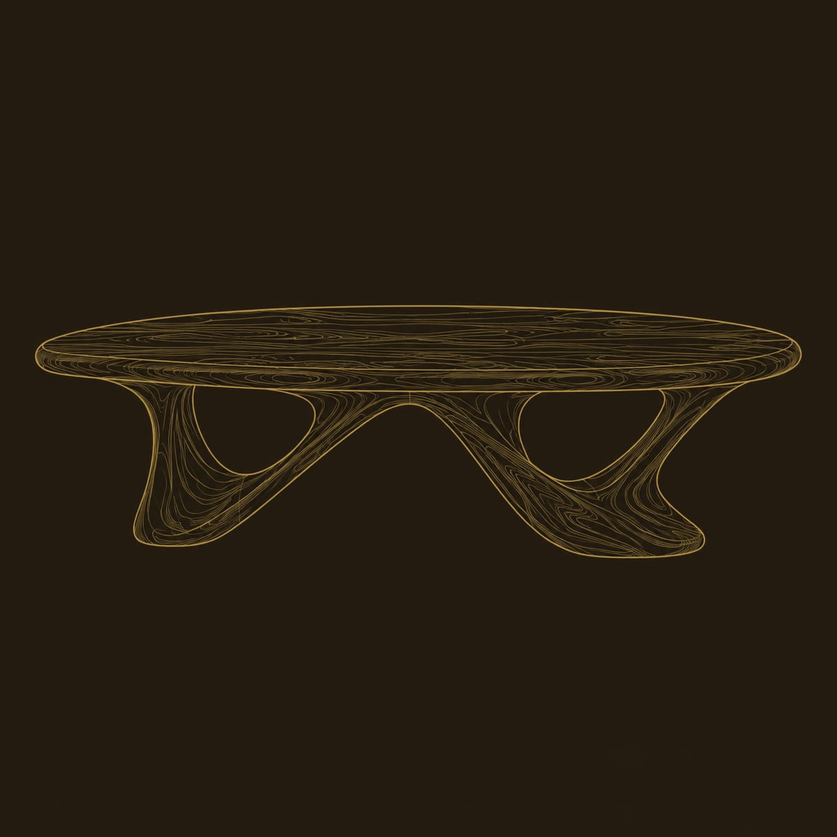 Pebble Top Coffee Table with Sweeping Arched Legs dimension diagram