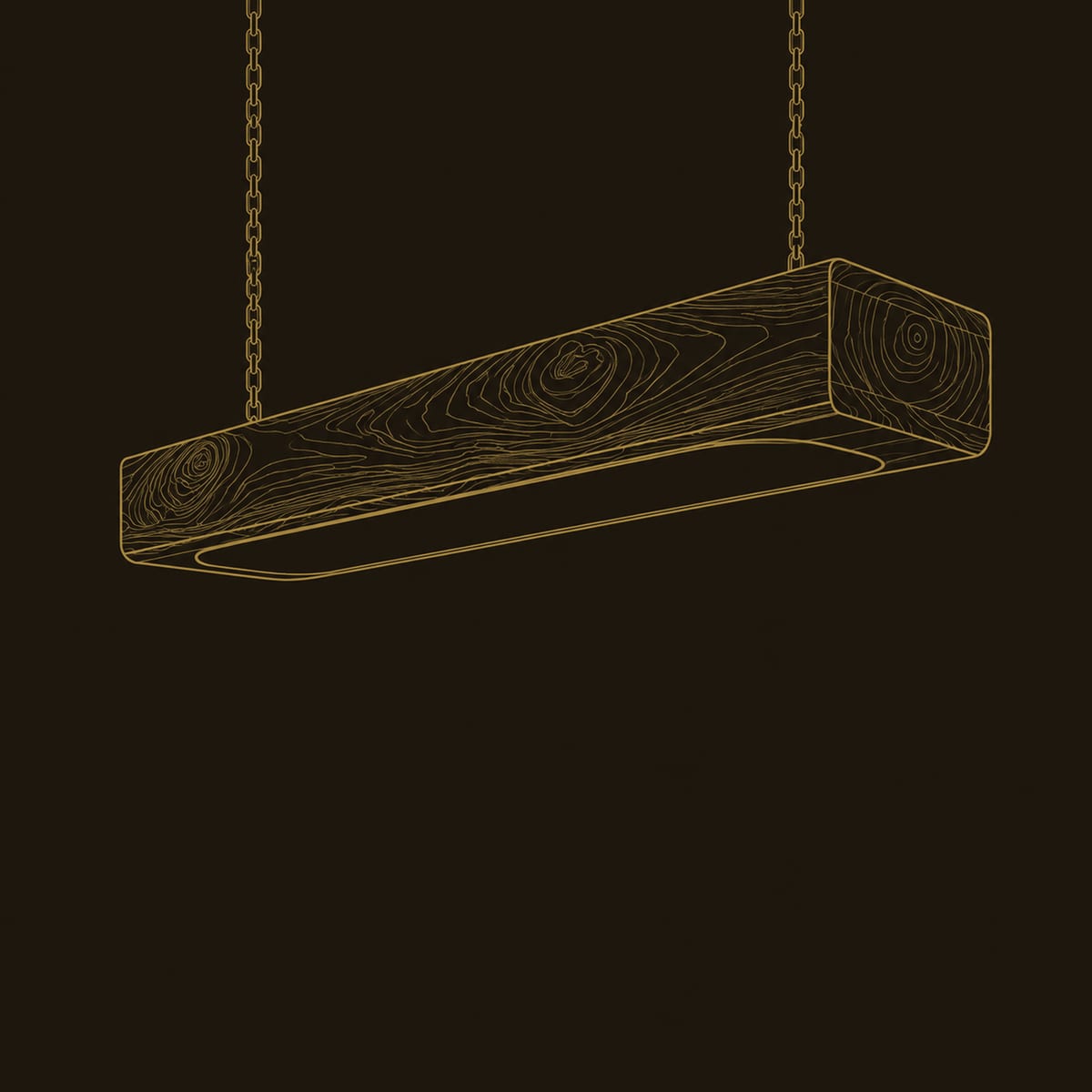 Pendant Light With Solid Wood Beam Body, Warm Glowing Underside dimension diagram