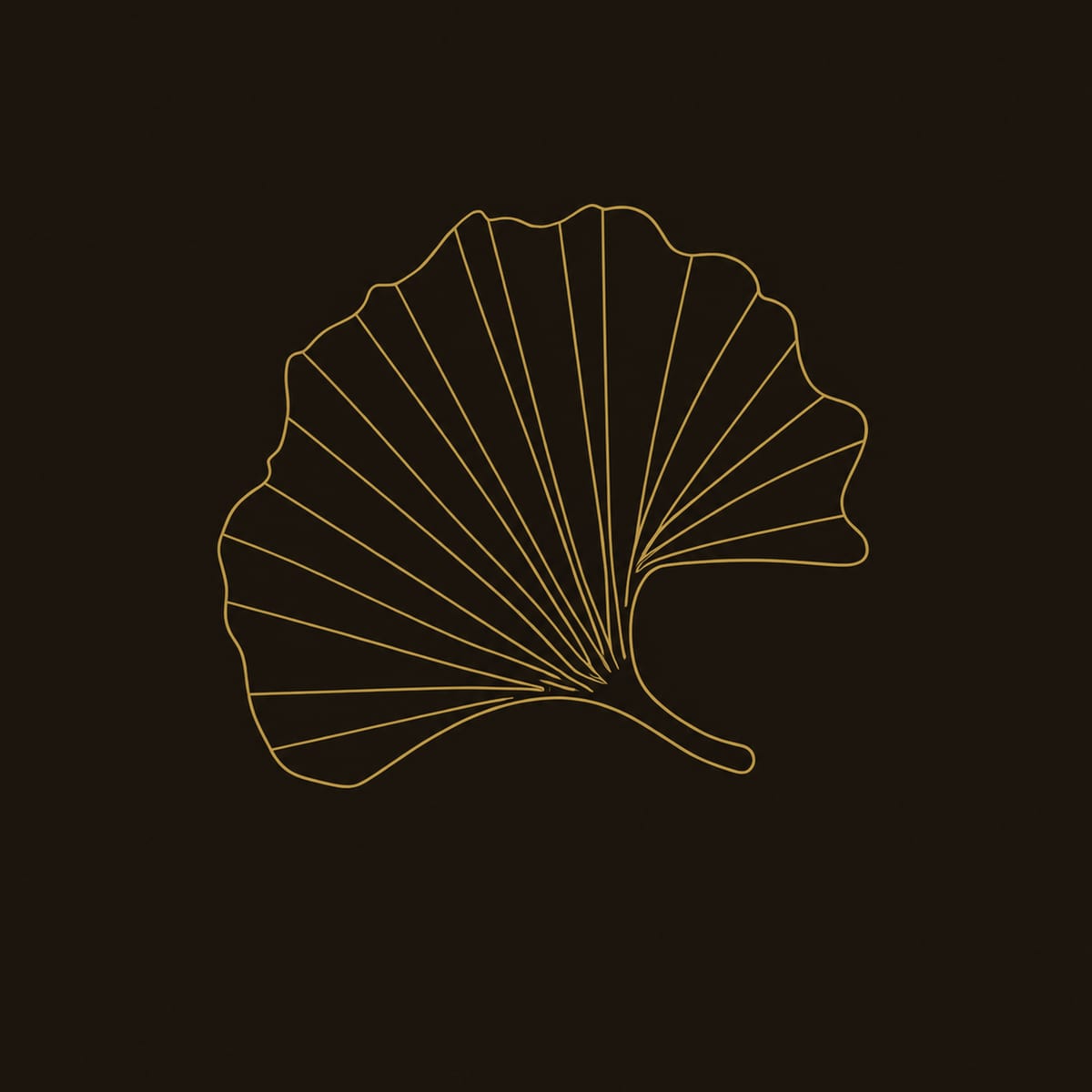 Pleated Fan Leaf Wall Art With Radiating Ridges And Curled Stem dimension diagram
