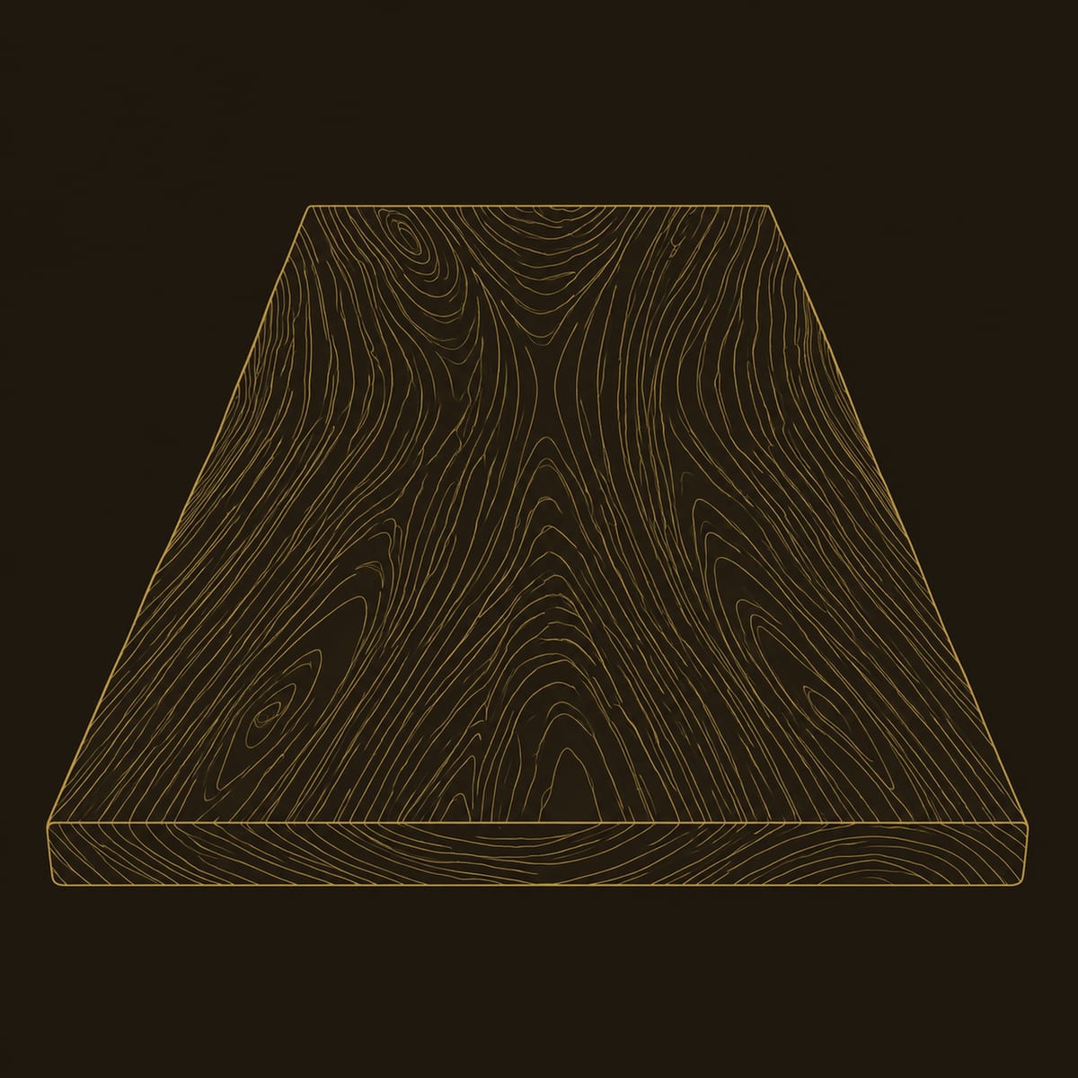 Rectangular Table Top With Bold Swirling Grain And Thick Edge dimension diagram