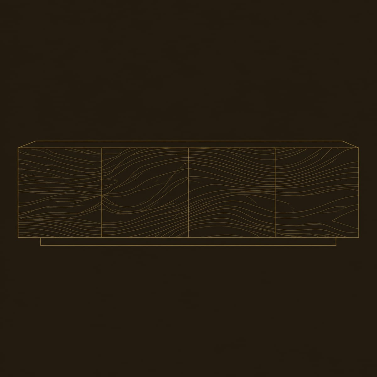 Ripple Carved Sideboard With Four Front Panels On A Plinth Base dimension diagram