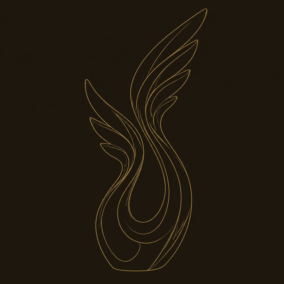 Rising Wing Sculpture With Layered Feathers And Open Loop dimension diagram