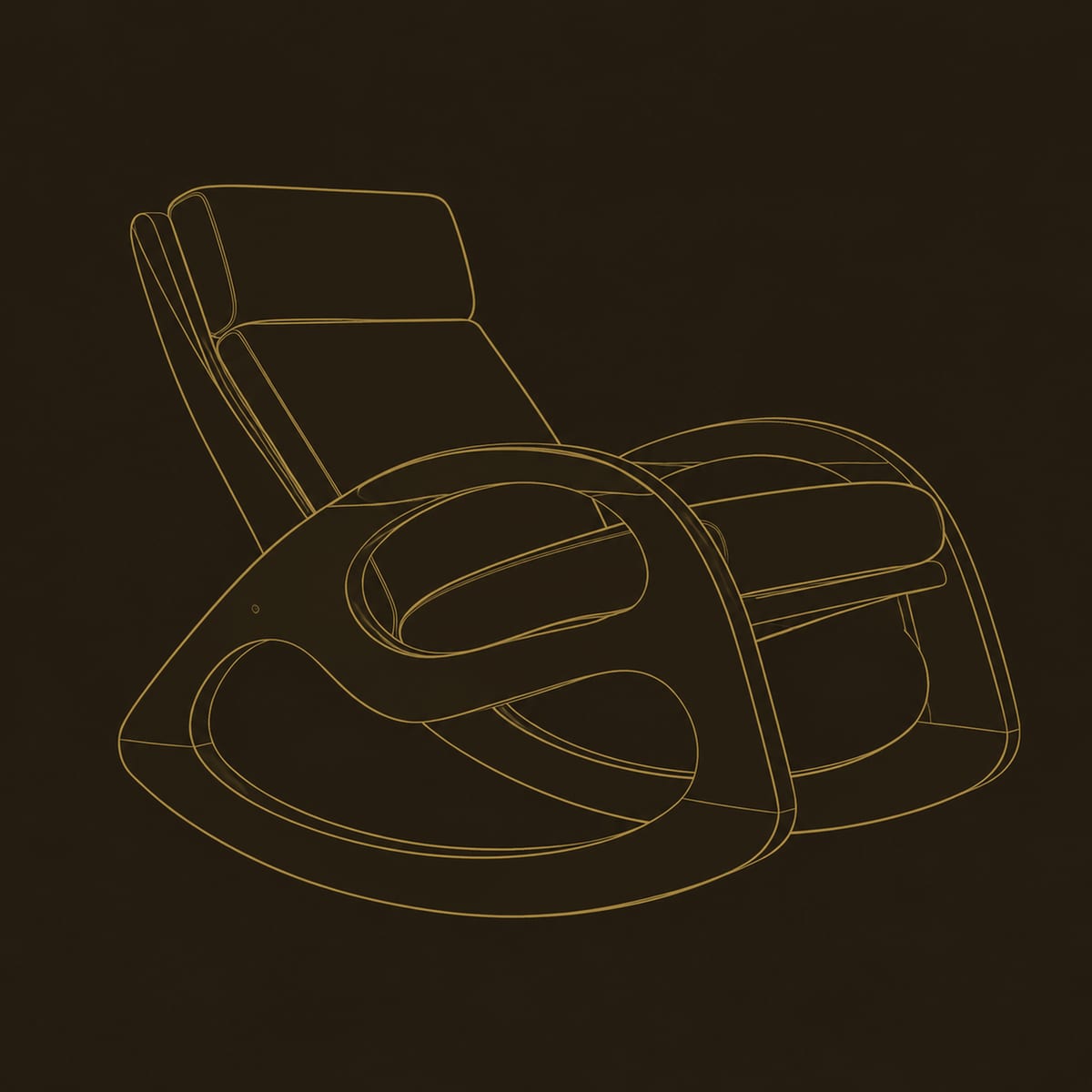 Rocking Chair With Open Loop Runners And Cushioned Seat dimension diagram