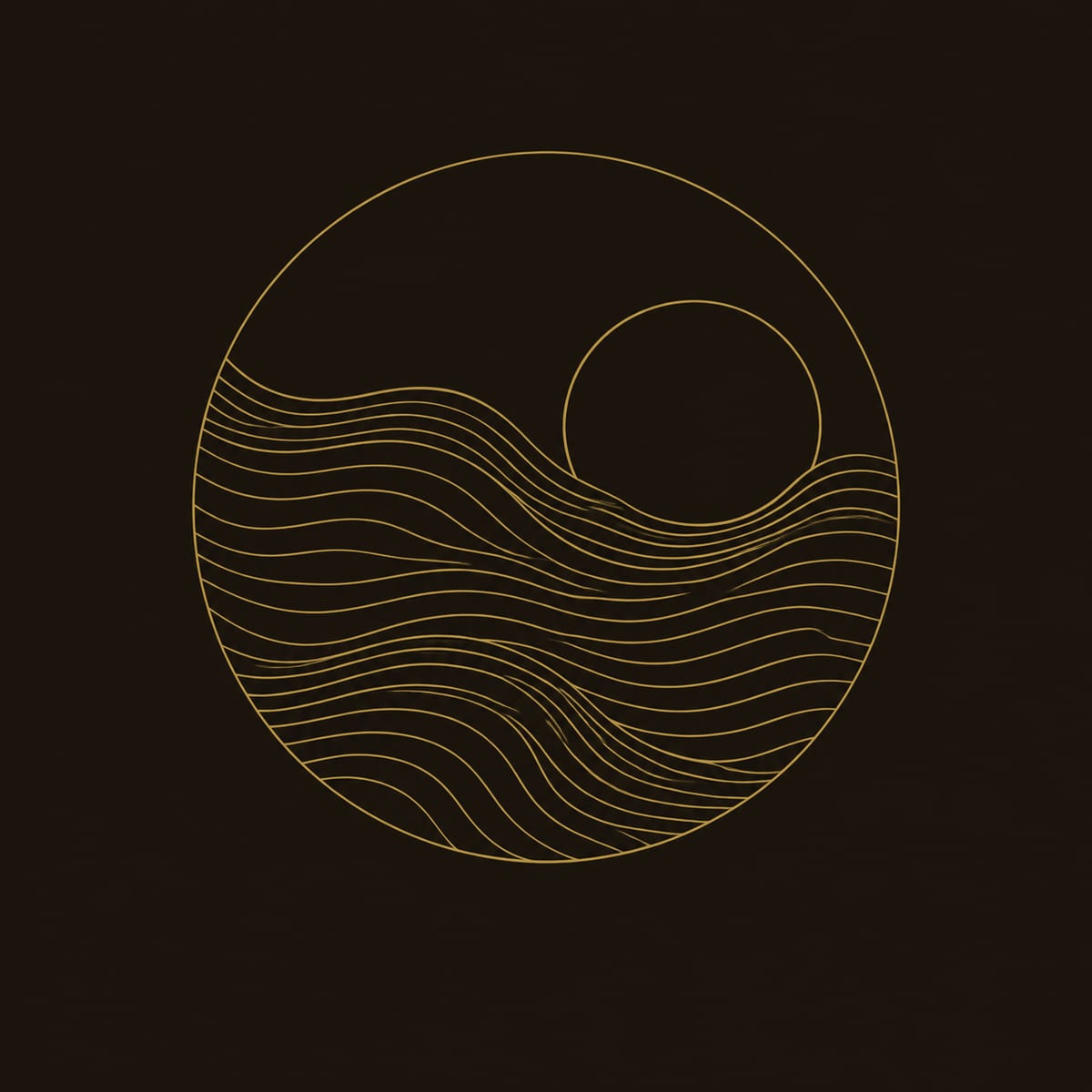 Round Carved Wall Art with Sun Disc Over Layered Waves dimension diagram