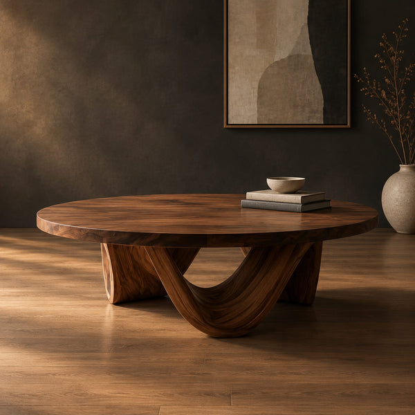 Round Coffee Table With Low Swooping Arch Base