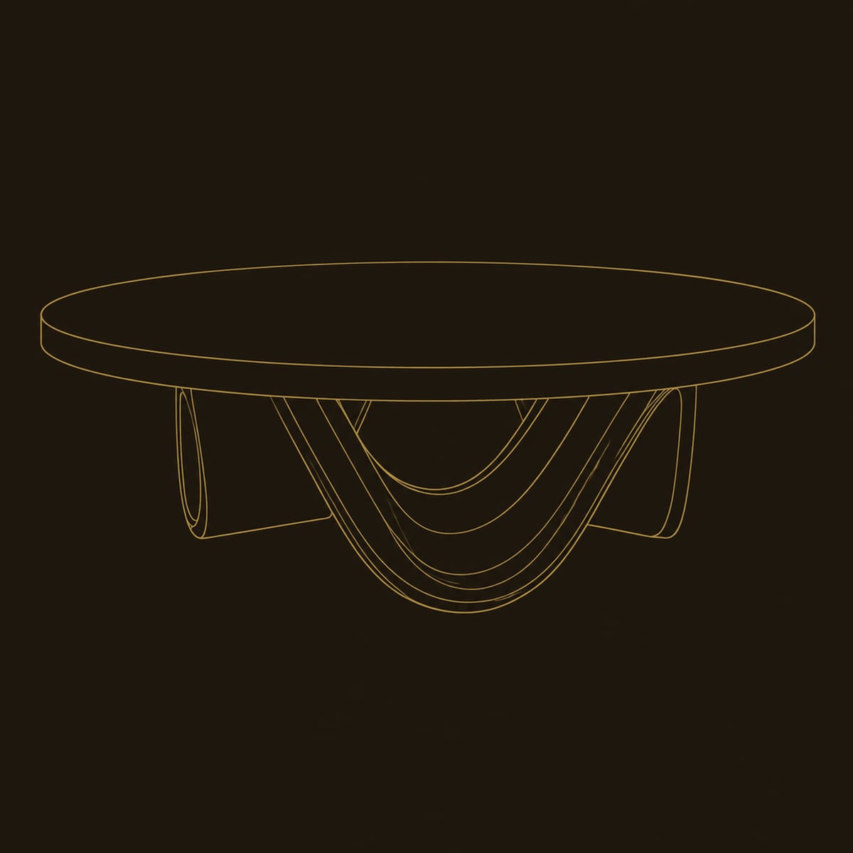 Round Coffee Table With Low Swooping Arch Base dimension diagram