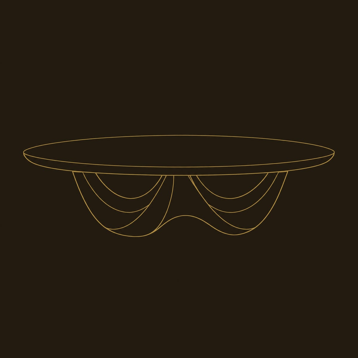 Round Coffee Table With Twin Arch Sculpted Base And Thick Top dimension diagram