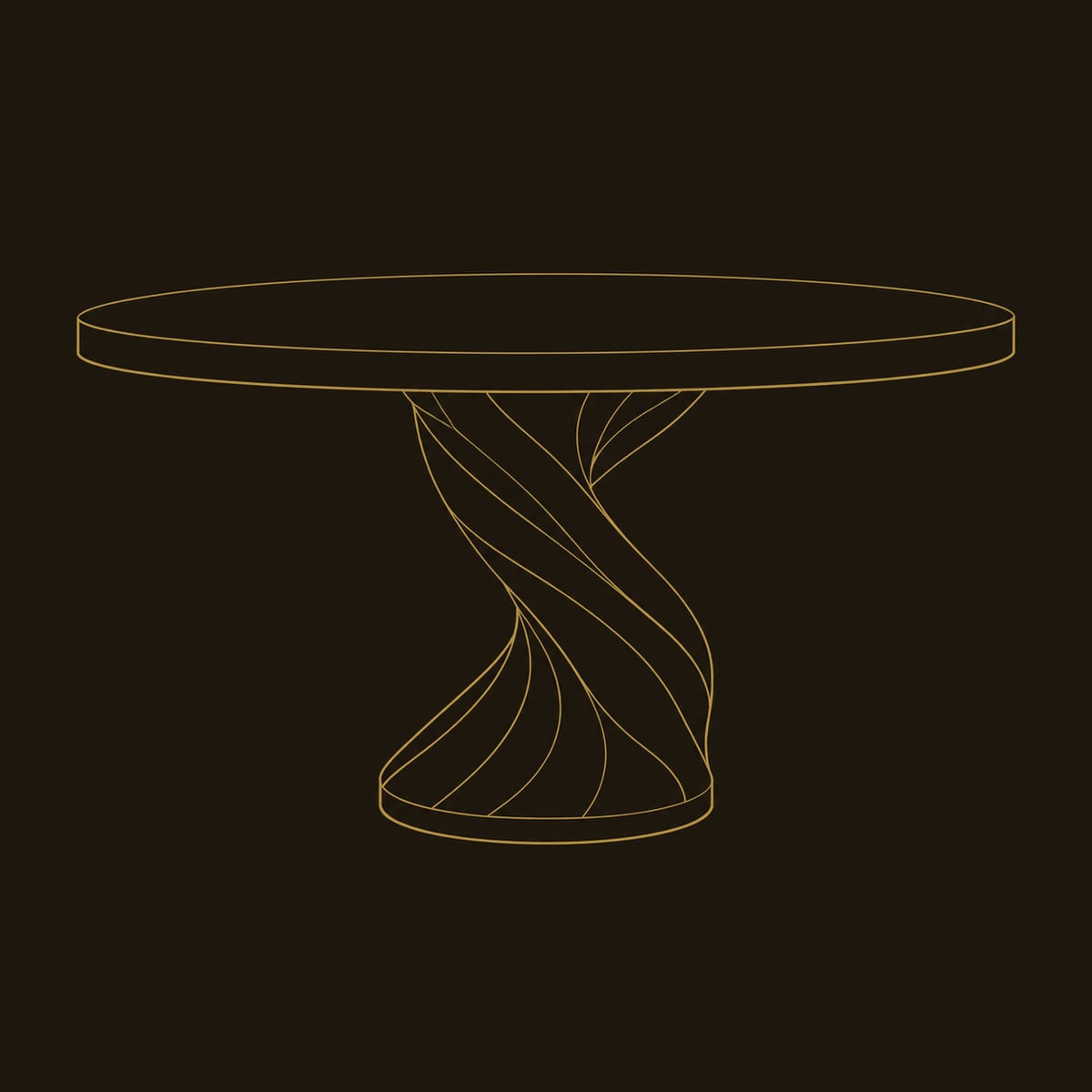 Round Dining Table on a Twisted Spiral Pedestal dimension diagram