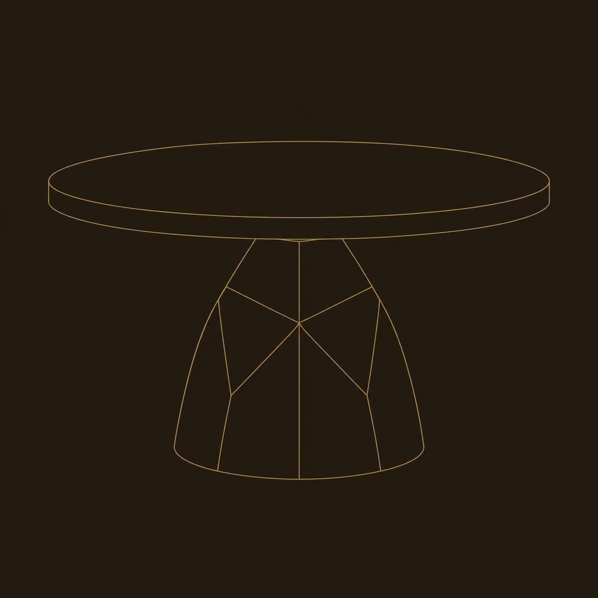 Round Dining Table With A Faceted Bell Shaped Pedestal Base dimension diagram
