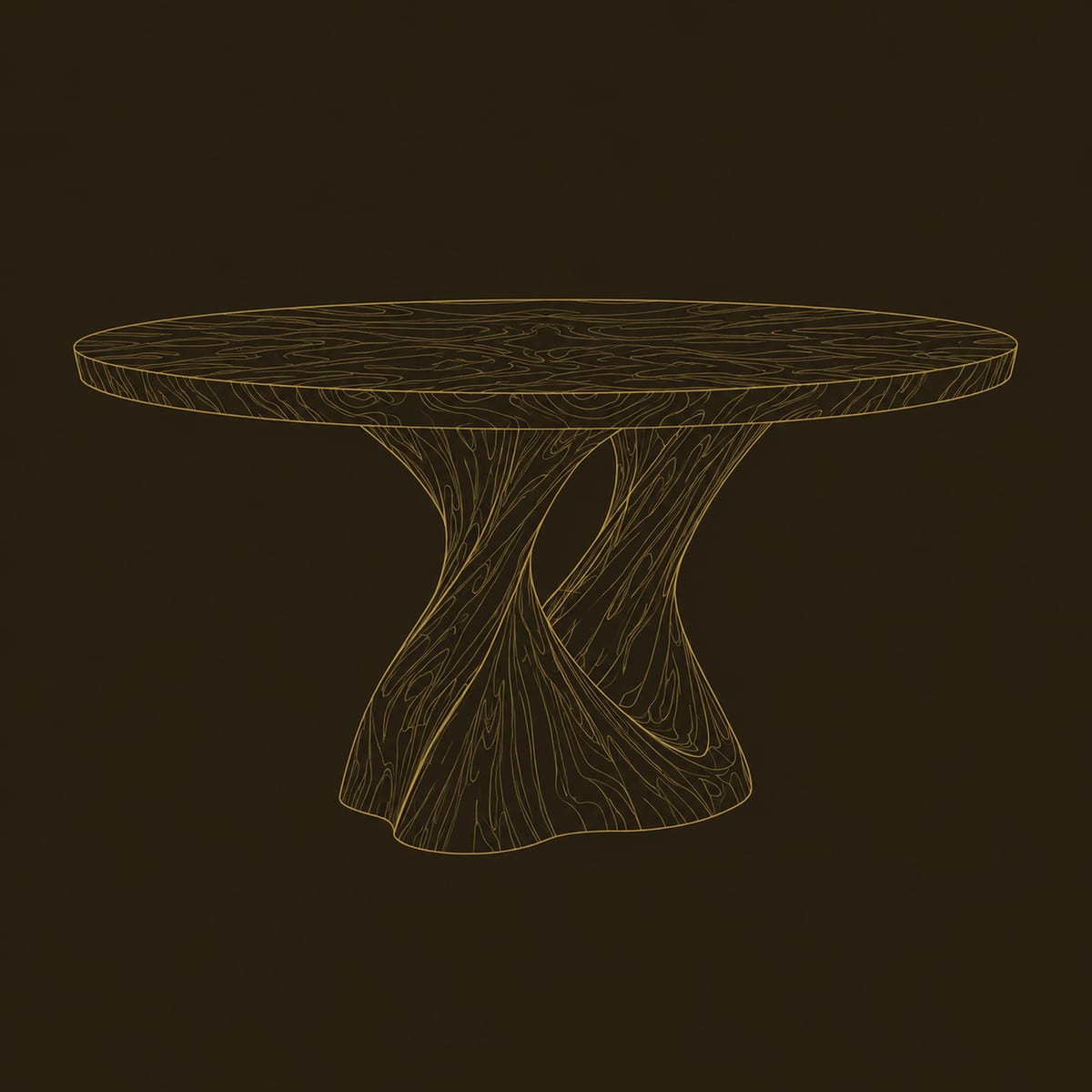 Round Dining Table With A Flared Twisted Pedestal dimension diagram