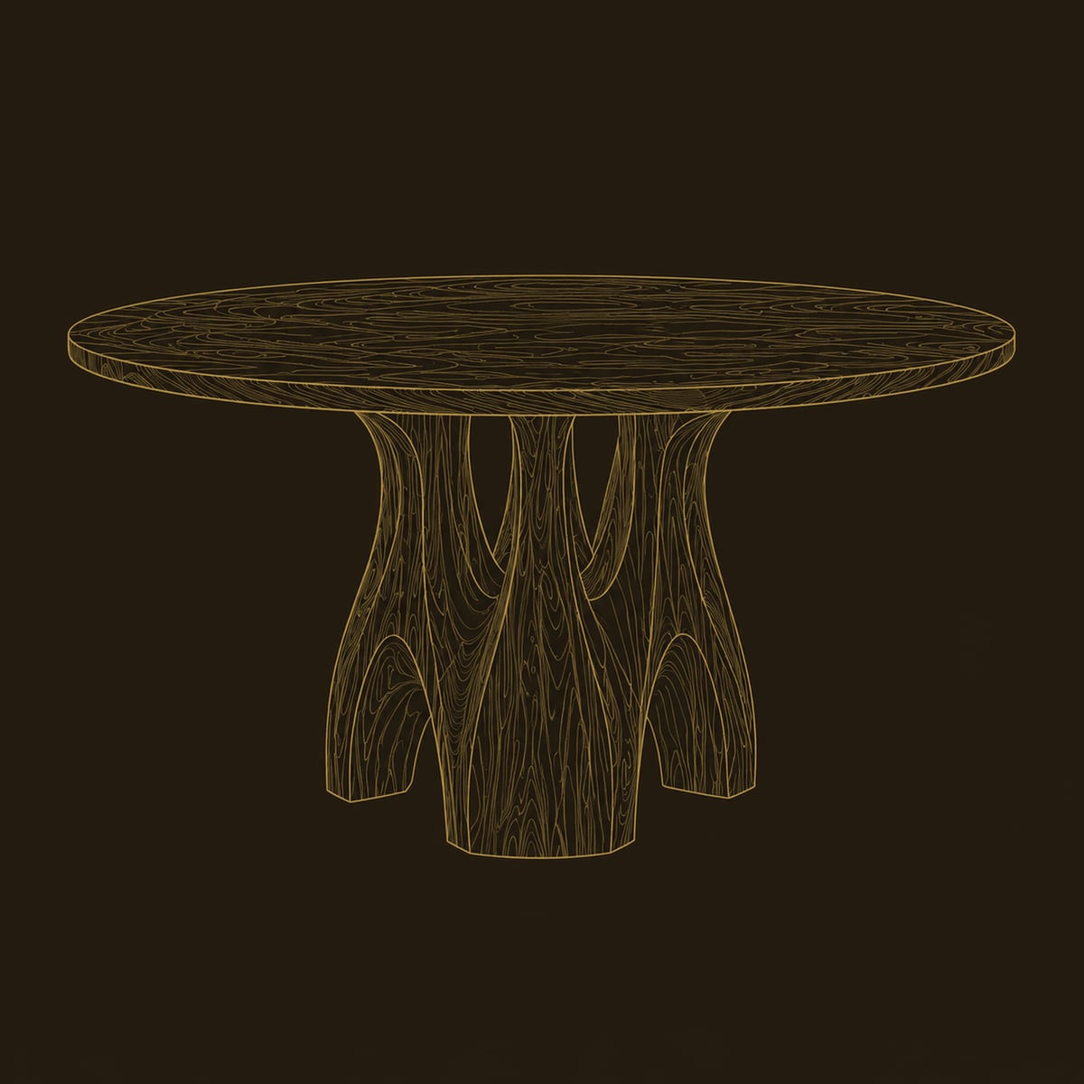 Round Dining Table With Branching Arched Pedestal Legs dimension diagram