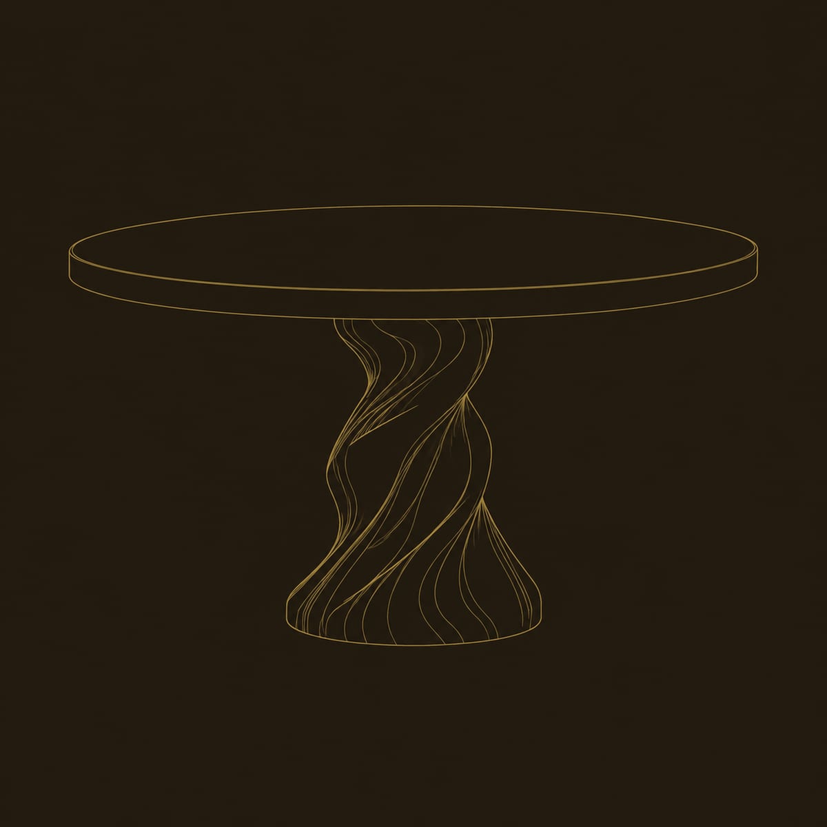 Round Dining Table With Flared Twisted Pedestal Column dimension diagram
