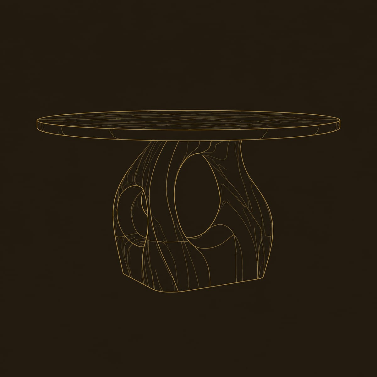 Round Dining Table With Hollow Sculpted Pedestal Base dimension diagram