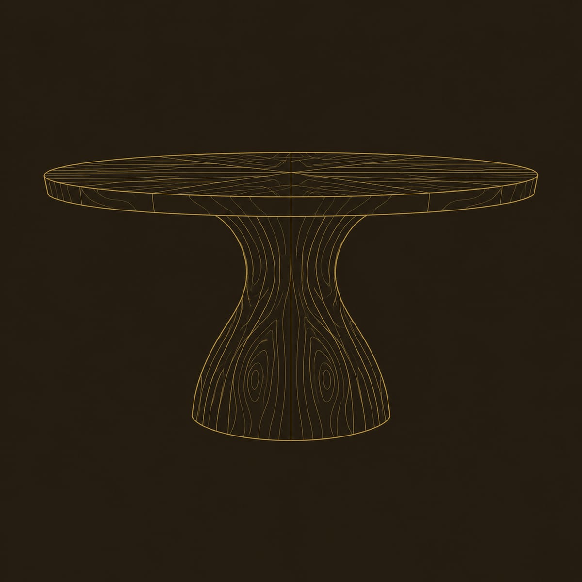 Round Dining Table With Hourglass Pedestal Base dimension diagram