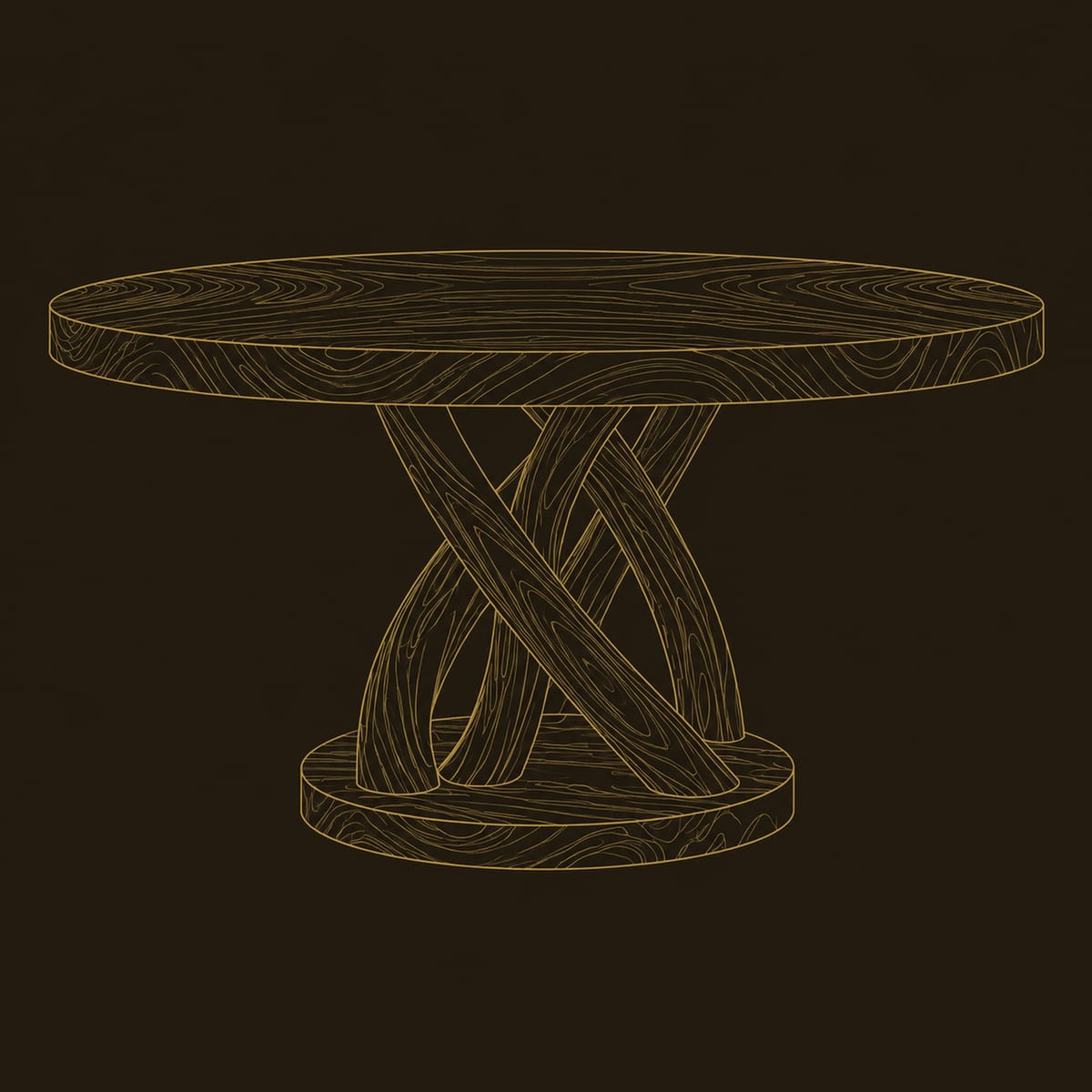Round Dining Table With Interwoven Loop Base dimension diagram