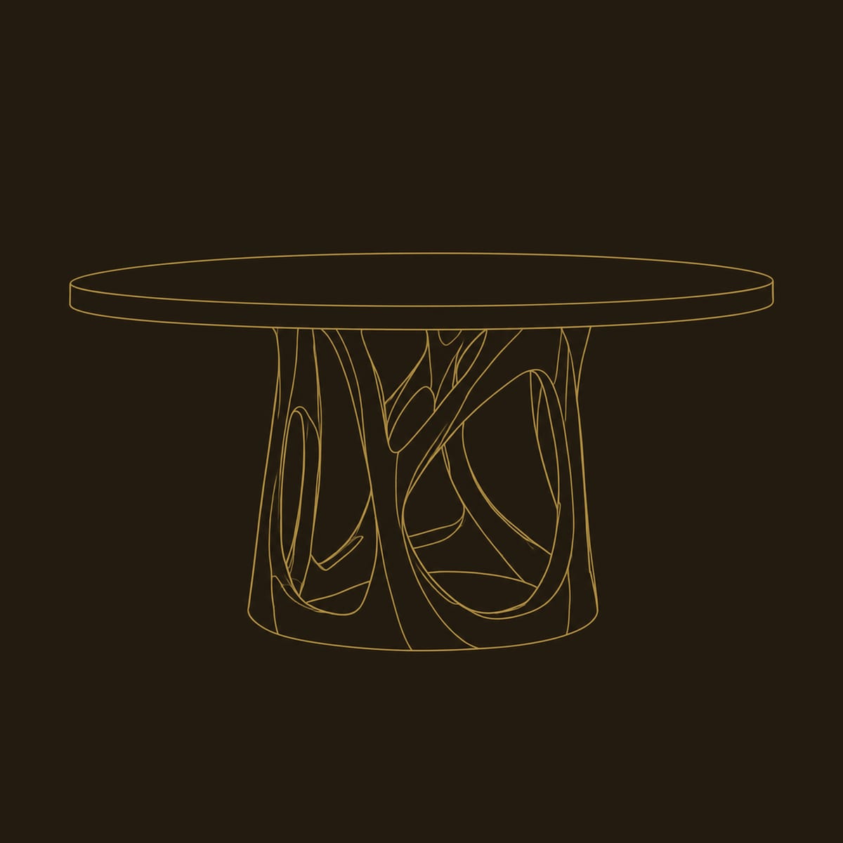 Round Dining Table With Openwork Branch Pedestal Base dimension diagram