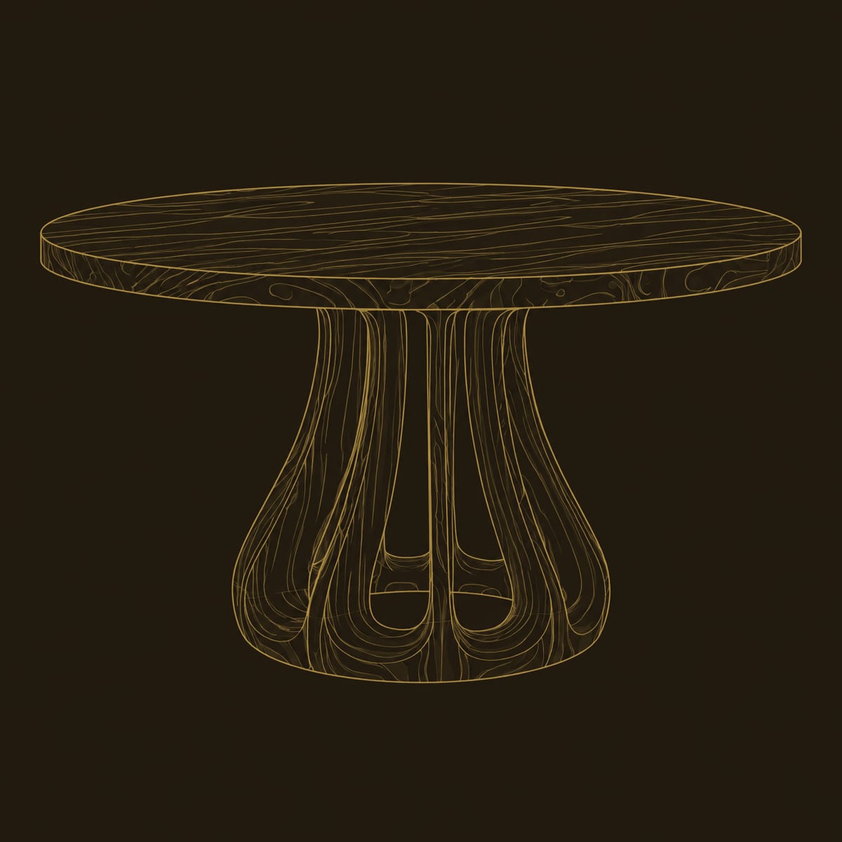Round Dining Table With Sculpted Arched Pedestal Base dimension diagram