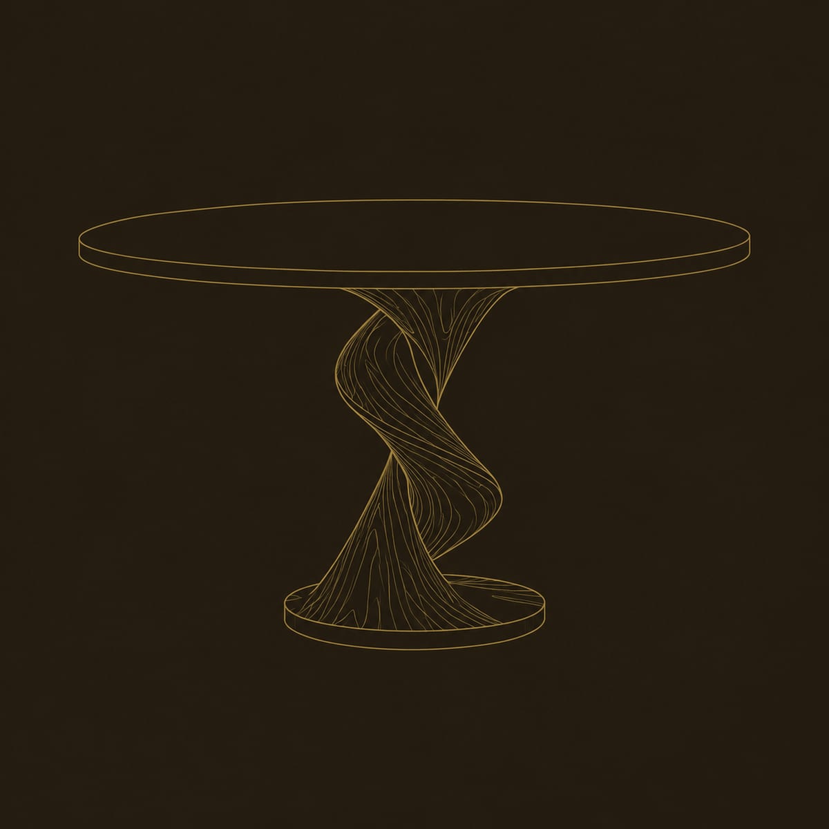 Round Dining Table With Single Spiral Pedestal on Disc Foot dimension diagram