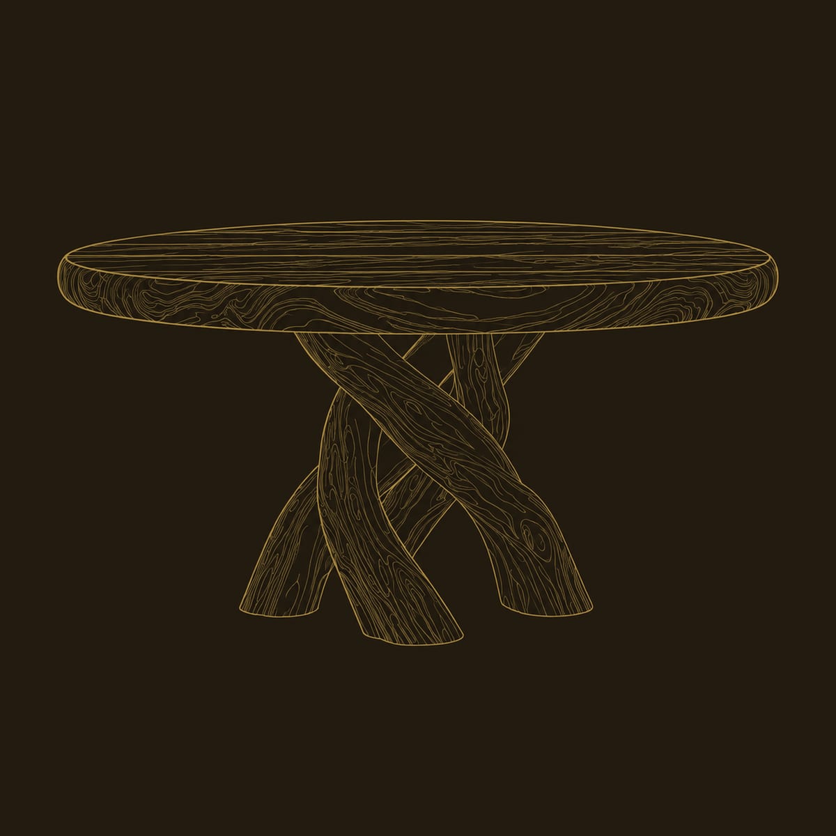 Round Dining Table With Twisted Branch Pedestal Base dimension diagram