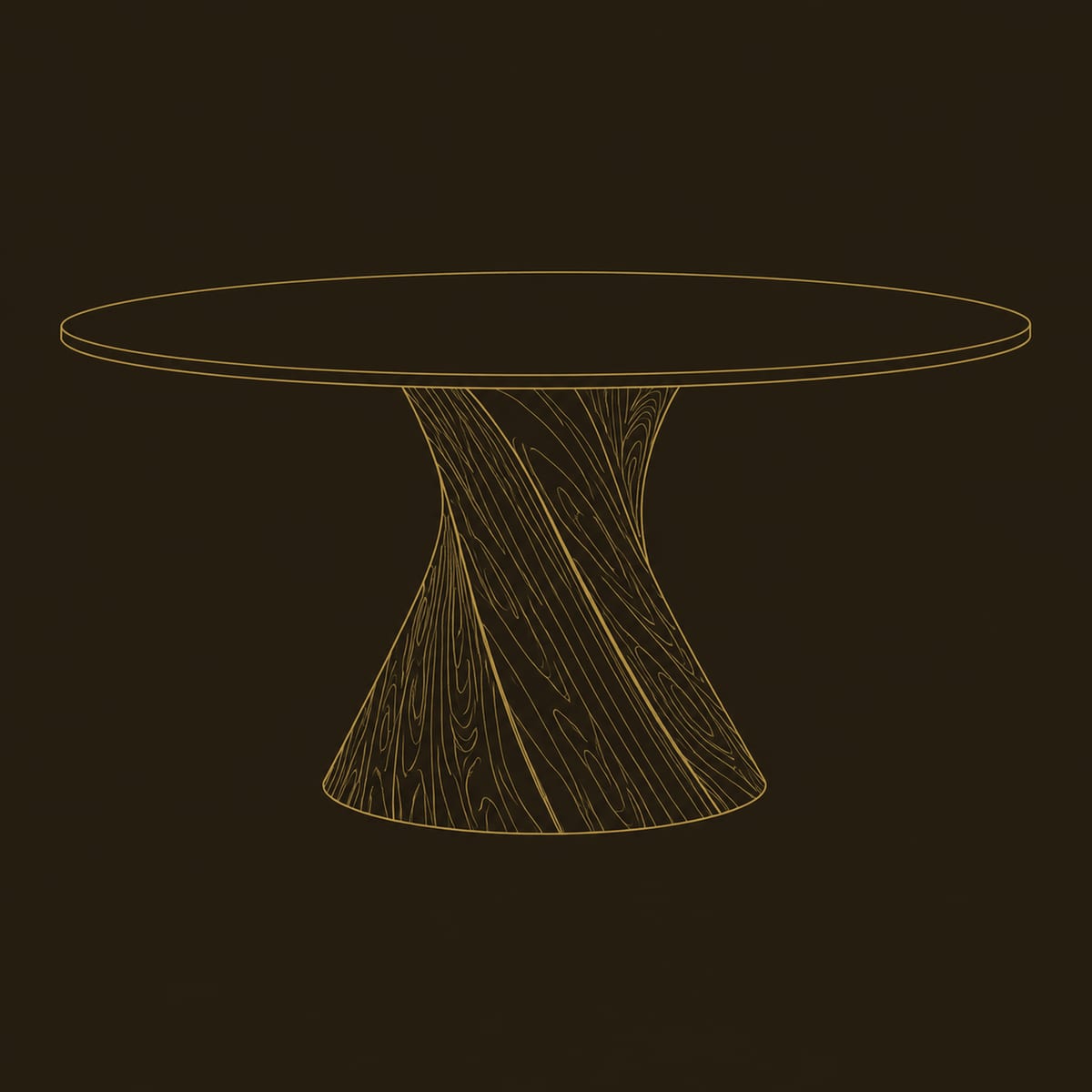 Round Dining Table With Twisted Hourglass Pedestal dimension diagram