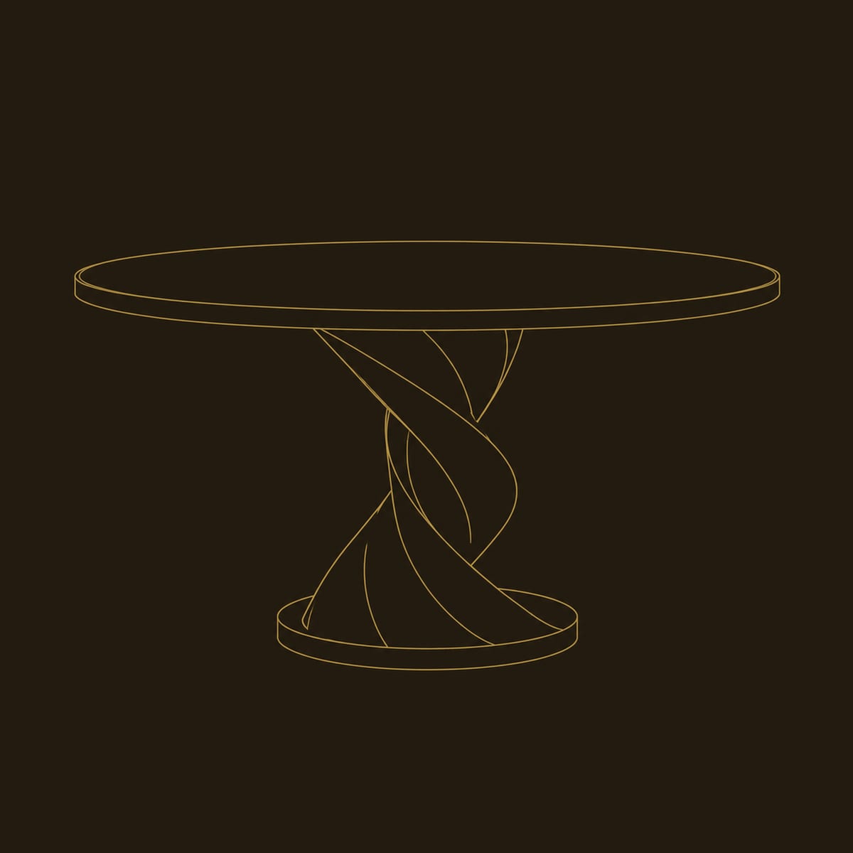 Round Dining Table with Twisted Pedestal and Disc Base dimension diagram