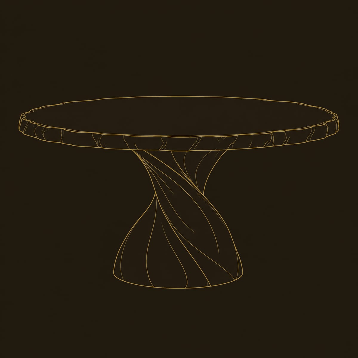 Round Dining Table With Twisted Pedestal And Rippled Edge dimension diagram