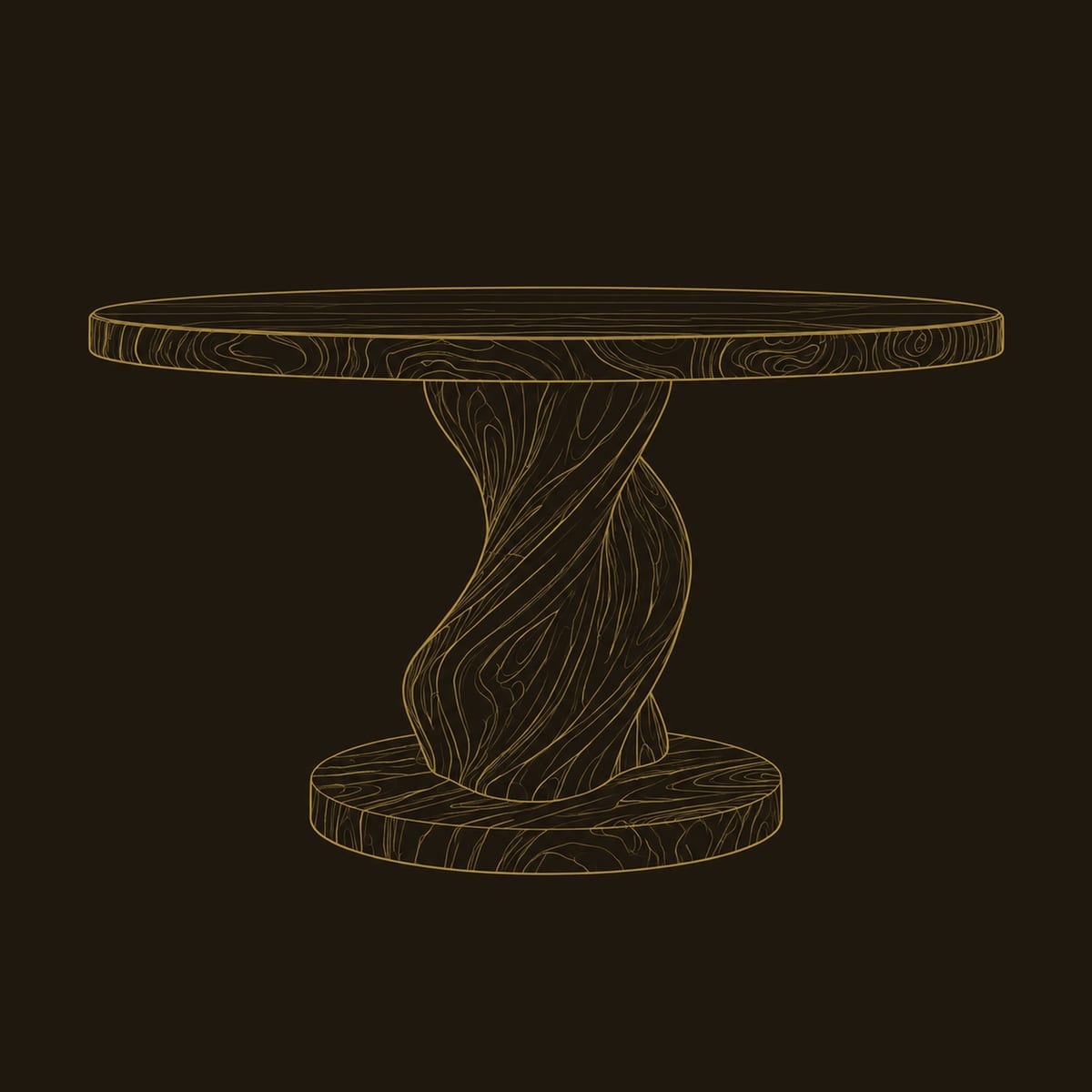 Round Dining Table With Twisted Pedestal On A Disc Base dimension diagram