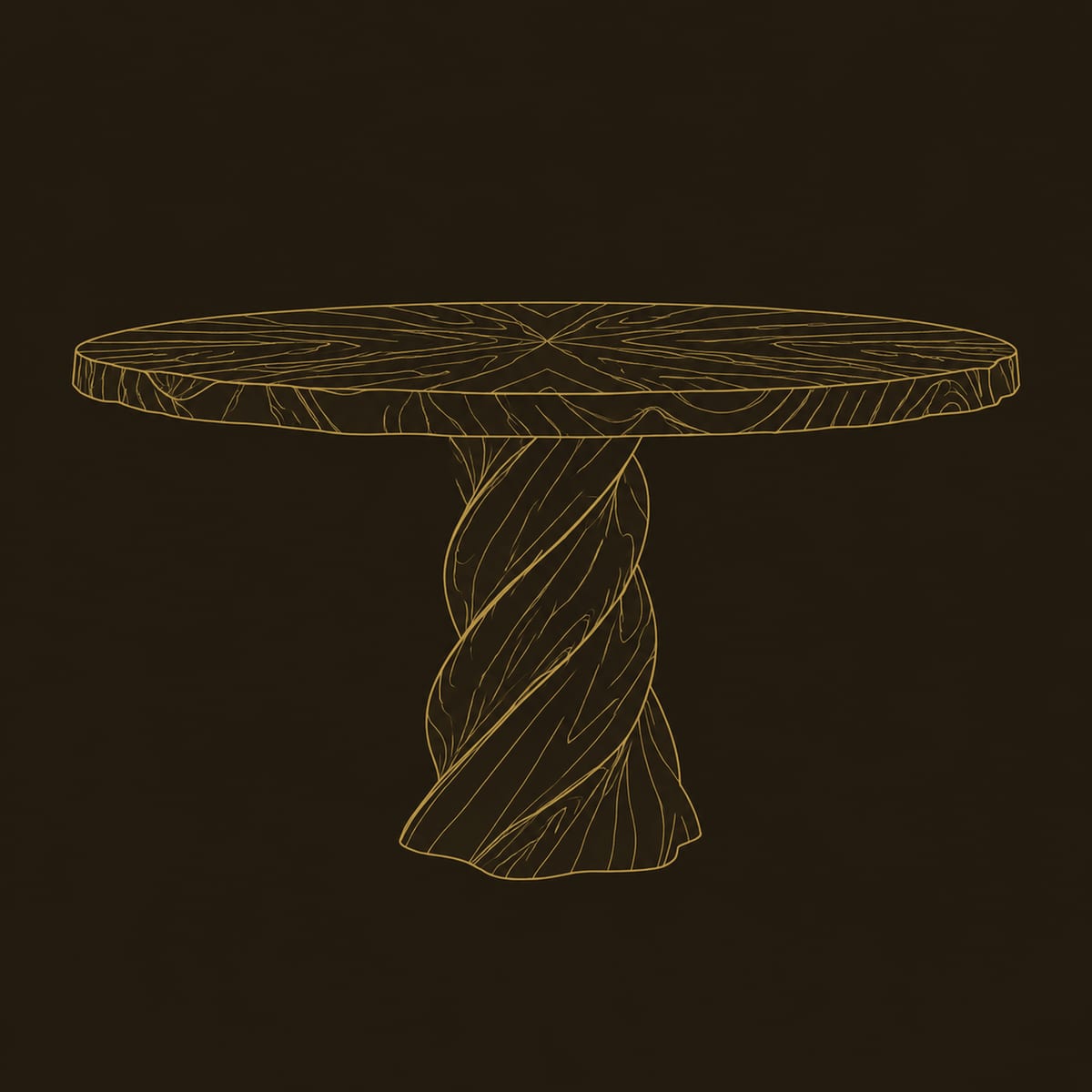 Round Dining Table With Twisted Spiral Pedestal Base dimension diagram