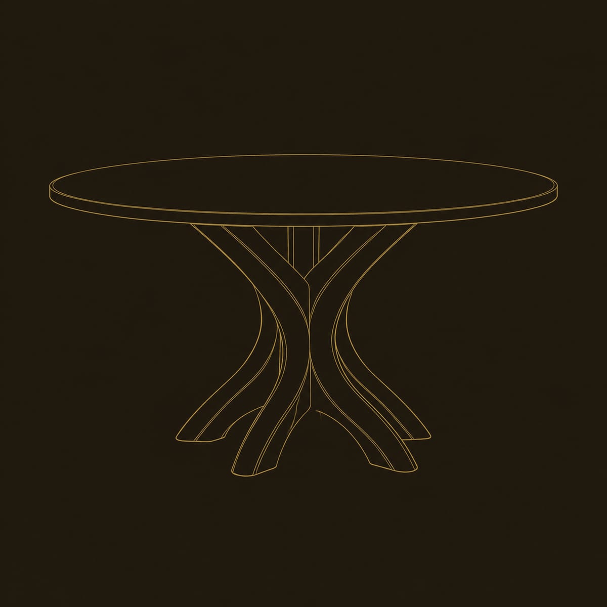 Round Dining Table With Twisting Branch Pedestal Base dimension diagram