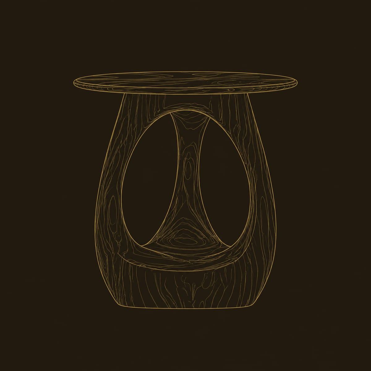 Round Side Table With Open Teardrop Pedestal And Flared Foot dimension diagram
