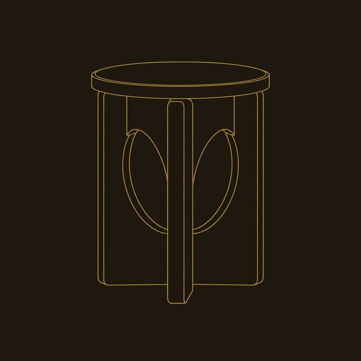 Round Side Table With Tall Oval Cutouts In A Panel Base dimension diagram