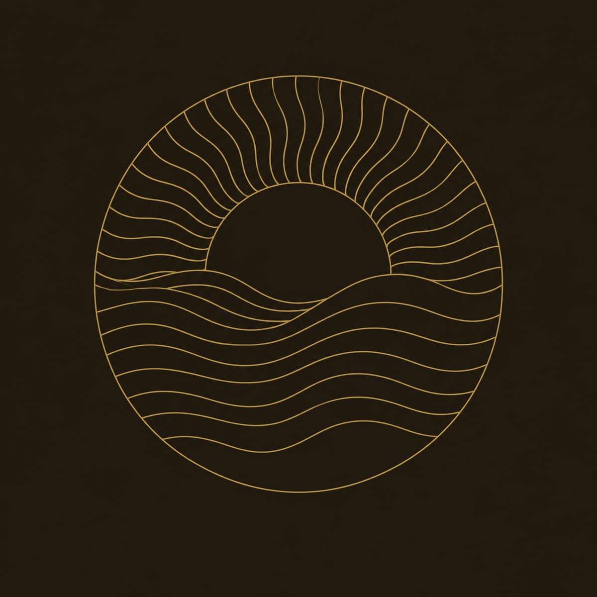 Round Sunset Wall Art with Carved Sun Rays and Waves dimension diagram