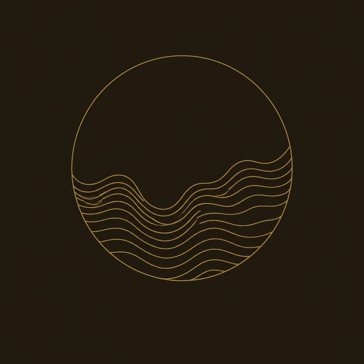 Round Wall Art With Smooth Grain Above Dark Carved Waves dimension diagram